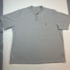 Carhartt Gray Henley Shirt Mens 4XL Original Fit Pocket Logo Workwear Tee